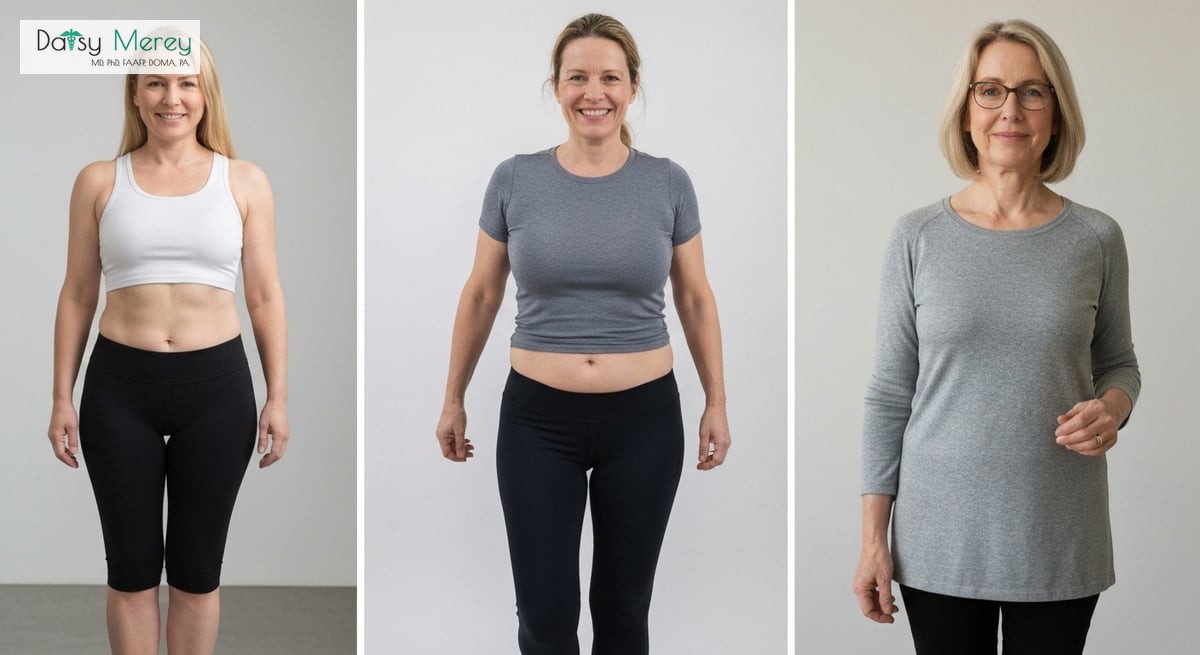 A photo-realistic image showing before and after transformations of patients who successfully lost weight with HRT.

Photo-realistic